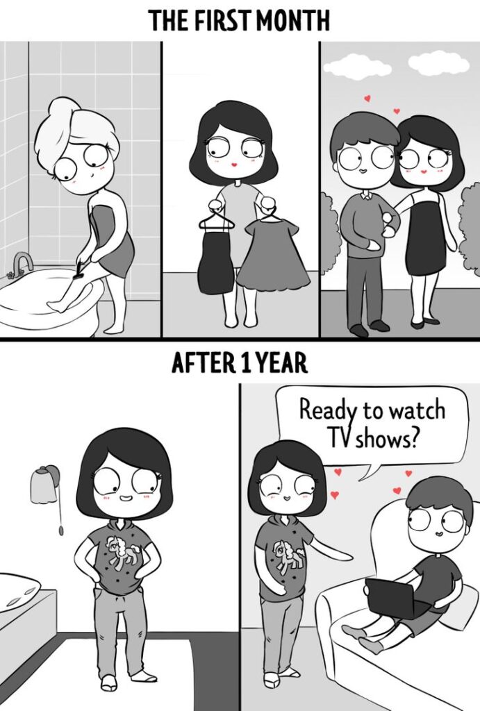 8 Comics Showing a Relationship in the First Month vs a Year Later