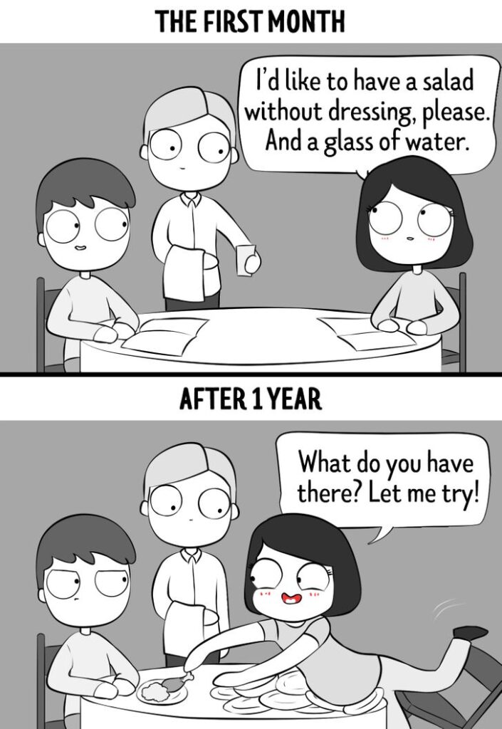 8 Comics Showing a Relationship in the First Month vs a Year Later