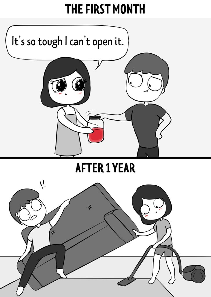 8 Comics Showing a Relationship in the First Month vs a Year Later