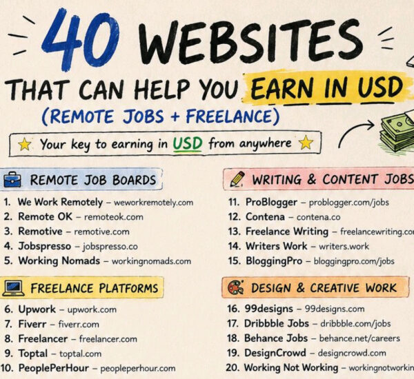 50 Websites That Help You Earn in USD — Remote Jobs & Freelance Platforms List